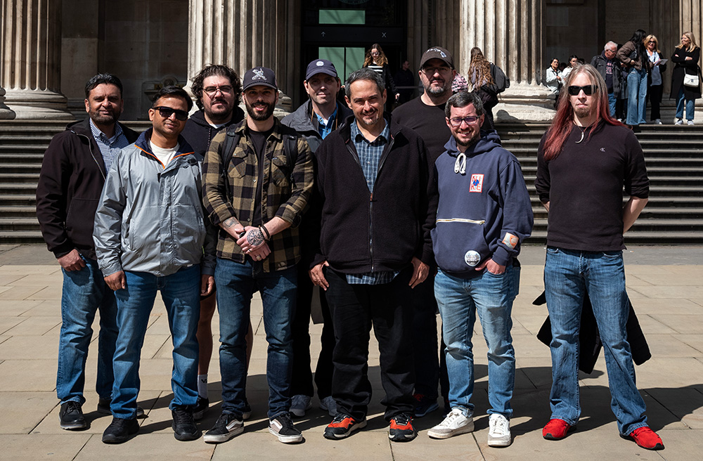 Aptos cybersecurity colleagues pose outside the British Museum. Photo Credit: Andrew Griffith